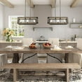 thumbnail image 4 of LNC Farmhouse 3-Light Rectangular Wood Chandelier with Wooden Frame Window Grilles for Kitchen Island, 4 of 10
