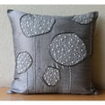 thumbnail image 6 of Cushion Cover For Couch, Grey Pillow Cover, 3D Metallic Sequins and Beaded Flower Throw Pillow Covers 18x18 inch (45x45 cm), Silk Pillows Covers Couch, Floral - Silver Ball Bearings, 6 of 9