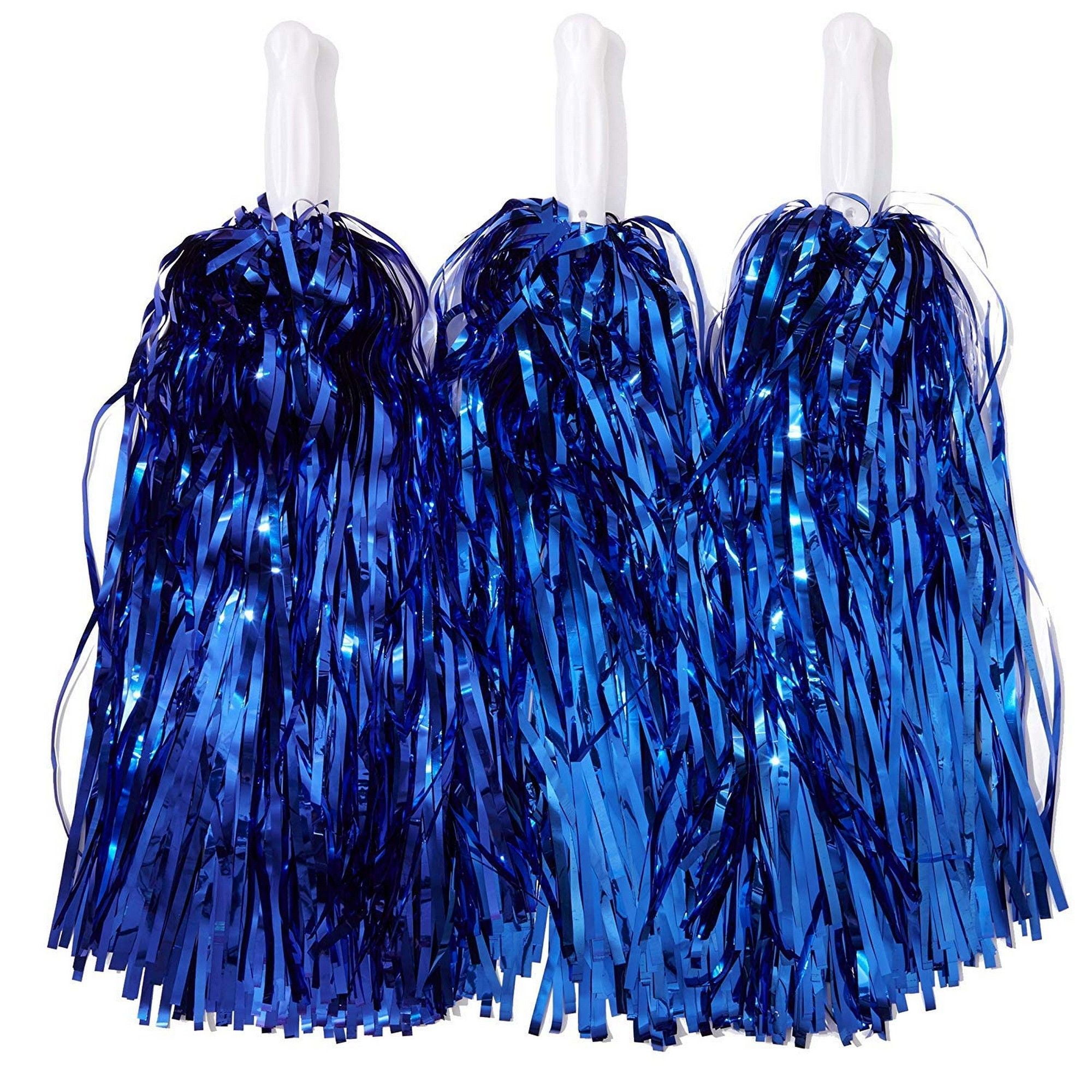 6 Paris Sports Cheerleading Pom Poms Metallic Royal Blue Cheerleader 