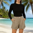 thumbnail image 7 of Women's Corduroy Summer Pleated Shorts, Loose Elastic High Waisted Business Work Shorts with Pockets, 7 of 7