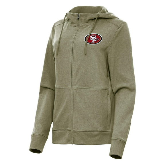 Women's Antigua  Heather Olive San Francisco 49ers Seeker Full-Zip Hoodie Jacket