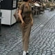 thumbnail image 5 of Puntoco Moda Mujer Verano Elegante Temperamento Moda Sexy Solapa Manga Corta Vestido Con Abertura Marrón L,Regalos Para Mujer Joven, 5 of 8
