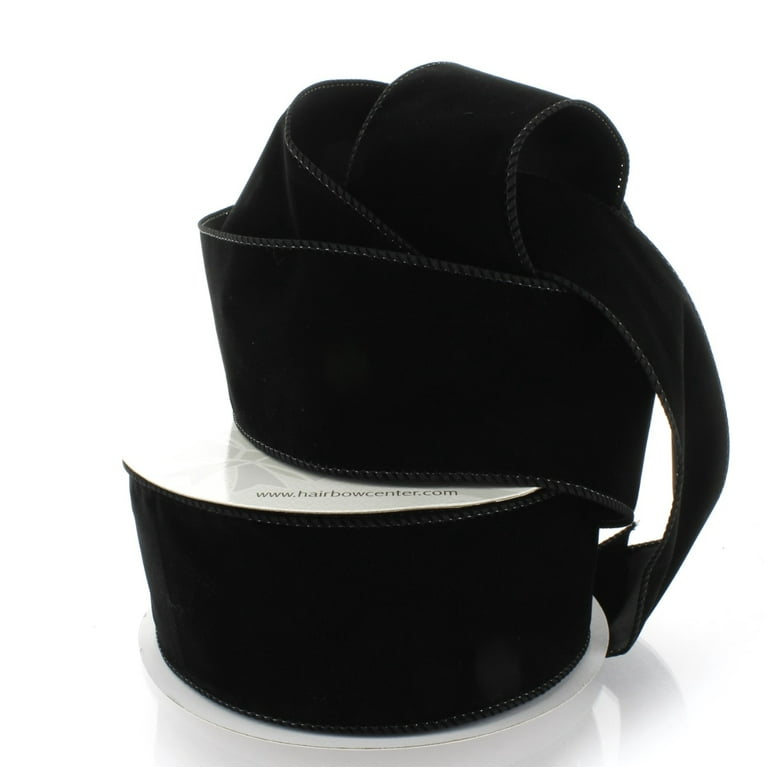 Ribbon Traditions 2.5 Wired Suede Velvet Ribbon Black - 10 Yards