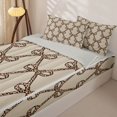 thumbnail image 3 of Homewish Ribbon Bow Zipper Full Size Comforter Sets with Fitted Sheet and 2 Pillowcases,Pink Girly Bowknot Brown Leopard Print Zipper Bedding Set For Girls Kids,Reversible,4 Pieces, 3 of 7