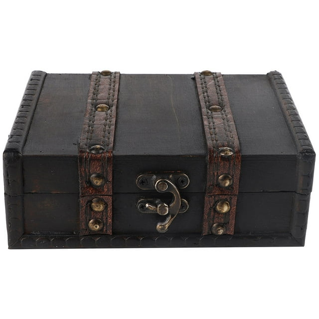 Vintage Wooden Storage Box Jewelry Organizer with Lock, Display Box for Desktop Ornaments