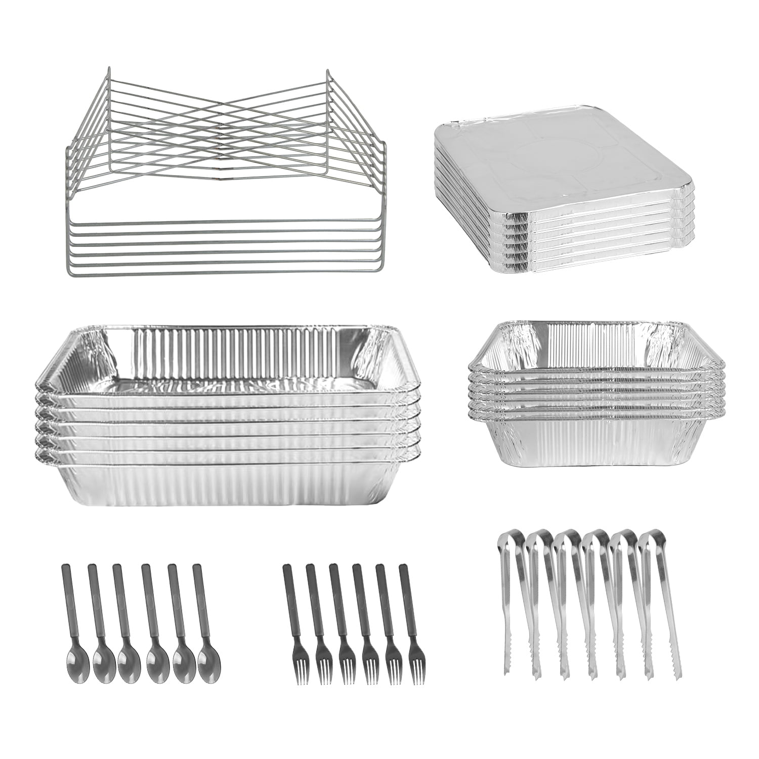 42Pcs Disposable Chafing Dish Buffet Set, Aluminum Foil Pans with Lids and Stands, Heat Resistant Catering Supplies for Weddings Parties Office Gatherings BBQs