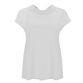 thumbnail image 5 of Tittly T Shirts for Women Basic Tees Women's Fashionable Casual Lapel Short Sleeved Solid Color Cotton Linen T Shirt Top Tshirts Shirts Tops for Women Trendy White XXL, 5 of 5