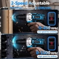 thumbnail image 3 of Kisportee Cordless Drill, 21V Power Drill Set with 2x2.0 Batteries, 3/8"Keyless 25+3 Position Electric Drill Tool Kit Storage Organizer with 2-Speed & LED Light for Men (Blue), 3 of 10