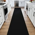 thumbnail image 5 of Ottomanson Extra Long Runner Rug Non-Slip Low Pile Stain Resistant, Solid Black, 2'7" x 52', 5 of 13