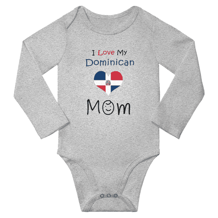 

I Love My Dominican Mom Baby Long Slevve Bodysuit Outfits (Gray 12-18 Months)