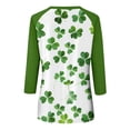 thumbnail image 5 of Dwralegc 3/4 Raglan Sleeve St Patricks Day Shirt Women Funny Lucky Fashion 3/4 Sleeve Four Leaf Clover Print Shamrock Printed T-Shirt Round Neck Cute St Patricks Day Loose Fit Outfit Blouses 3XL, 5 of 5