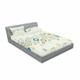 thumbnail image 3 of Ambesonne Modern Fitted Sheet & Pillow Sham Set, Vector Geometric Shapes, Twinxl, Cream Marigold Pale Blue, 3 of 3