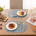thumbnail image 4 of Vaukki Oval Vinyl Placemats Set of 6, Waterproof Faux Leather Table Mats, Heat Resistant Non Slip Wipeable for Dining Table, Blue, 4 of 12