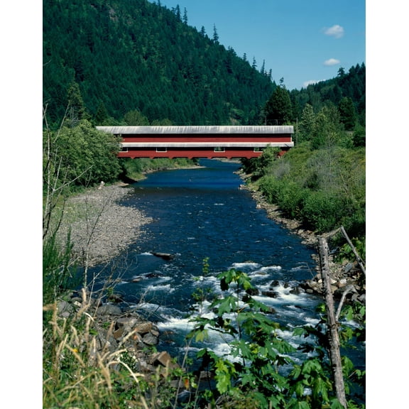 Westfir Covered Bridge Canvas Wall Art (20" x 30")