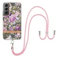 thumbnail image 1 of SaniMore Crossbody Design Case for Samsung Galaxy S23 (6.1" 2022), Adjustable Shoulder Strap Shockproof TPU Silicone Floral Back Cover for Girls Women [Ultra-slim Lightweight] Cord Cover, Purple Peony, 1 of 7