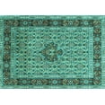 thumbnail image 1 of Ahgly Company Machine Washable Indoor Rectangle Persian Turquoise Blue Traditional Area Rugs, 8' x 12', 1 of 4