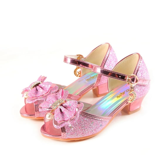 YUNICUS Girls Sandals Glittler Dress Shoes Princess Crystal High Heels for Kid Toddler