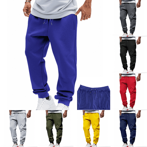 Lzobxe Pants for Men Casual Stretch Elastic Waist Drawstring Joggers with Pockets,Size S-3XL