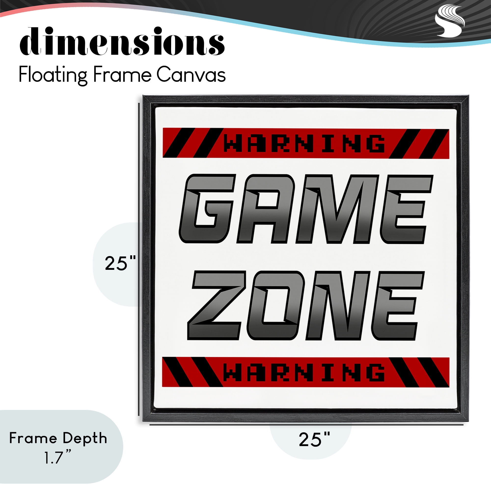 Stupell Industries Game Zone Warning Black Framed Floater Canvas Wall Art, design by Marcus Prime
