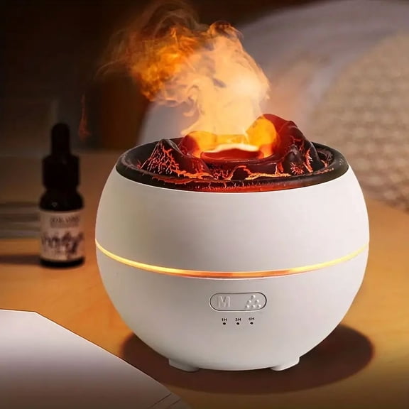 Goowood Oil Diffuser Cool Mist Humidifier and Flame Aroma Diffuser with 7 Colors Volcano Light for Bedroom Home Office Yoga and Relaxation