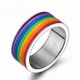 thumbnail image 1 of Titanium Steel Rainbow Gay Ring Personality Gay And Lesbian Party Jewelry Lover Love Promise Ring Valentine S Anniversary Gift, 1 of 5