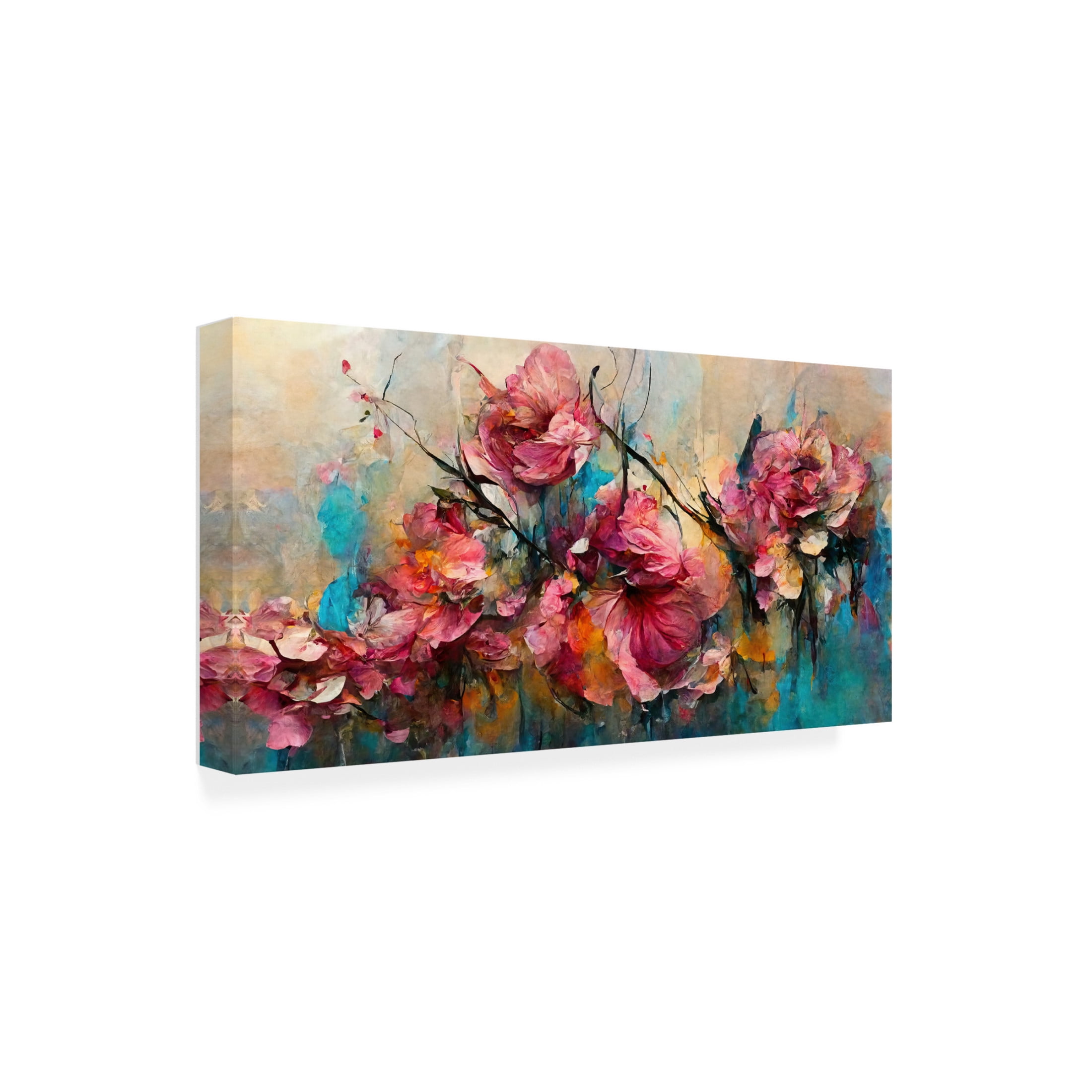 Canvas Wall Art - Treechild 'Wild Rough Roses' Wall Art for Living Room, Bedroom, or Office D?cor by Trademark Fine Art - 32 x 16 Inches