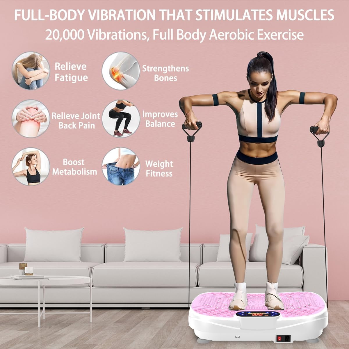 Fahuac Vibration Plate Fitness Platform Exercise Machine - Full Body Vibrating Shaker Workout Fitness Platform Vibration Plate for Home Gym 200W