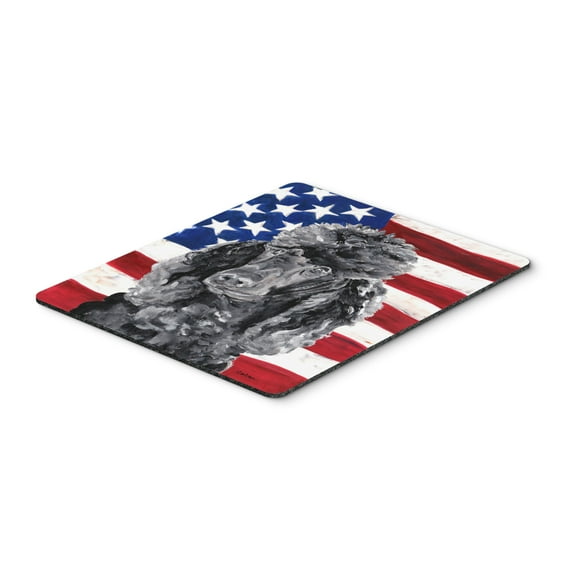 Black Standard Poodle with American Flag USA Mouse Pad Hot Pad or Trivet