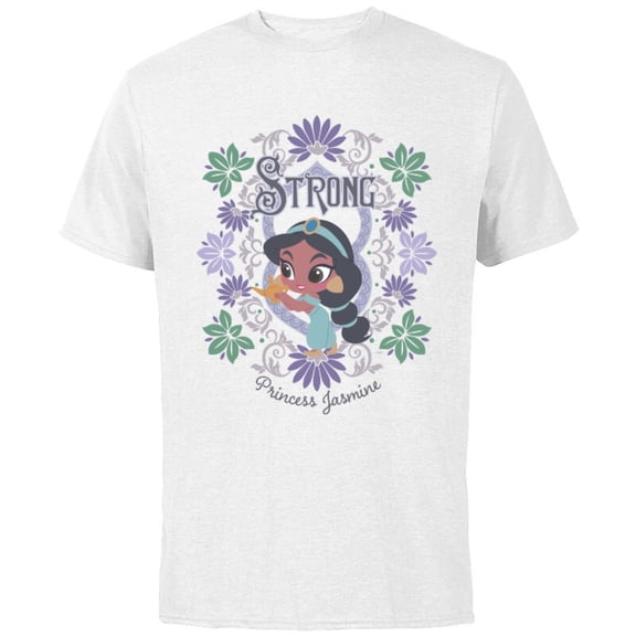 Disney Princess Jasmine Kawaii Chibi - Short Sleeve Cotton T-Shirt for Adults - Customized-White