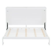 Bellemave Queen Murphy Bed Frame, Foldable Cube Cabinet Queen Size Platform Beds, Modern Wall Bed for Guest Room or Home Office(White)