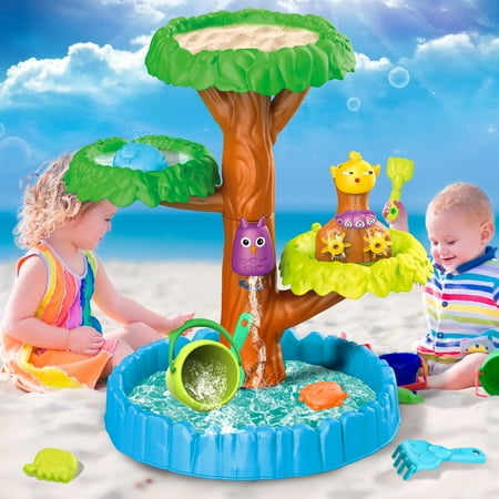 Huge Wave Water Table with Leaf-tray & 10+ accessories  Splash Beach-tree Water Table for Toddler Kids Outdoor Toys