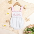 thumbnail image 2 of ZEHJUHAN Baby Sweet Bunny Romper, Adjustable Strap Onesie with Ruffle Trim and Snap Closure For Spring White，0-3M, 2 of 11