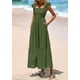 thumbnail image 3 of Vestido largo PRETTYGARDEN para mujer, cuello cuadrado, color verde militar fruncido, 3 of 9
