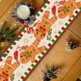 thumbnail image 4 of Christmas Gingerbread Man Table Runner, Green Red Xmas Santa Snowflake Home Kitchen Decor, Winter Holiday Candy Vintage Burlap Dining Decoration Indoor Outdoor Party Supply 13 x 72 Inches, 4 of 6