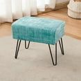 thumbnail image 7 of Home Soft Things Textured Velvet Ottoman Stool Chair, Upholstered Footrest with Black Metal Legs, North Sea, 19" x 13" x 17", 7 of 7