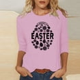 thumbnail image 2 of RKSTN Hauts Grande Taille pour Femmes Œufs de Pâques Mignons Imprimés Lapin Coupe Ample Col Rond Manches 3/4 Printemps Été Blouse Douce, 2 of 4