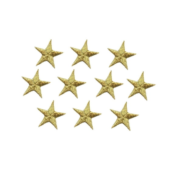 (PACK of 10 PIECES) 1-1/4" Gold Star - Iron on Applique/Embroidered Patch