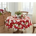 thumbnail image 5 of Christmas Red Swirling Snowman Print 70 inch Round Vinyl Flannel Backed Dining Tablecloth, 5 of 5
