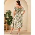 thumbnail image 5 of Yesfashion Womens Plus Size Dresses Floral Print Short Sleeve Square Neck Tie Maxi Dresses, 5 of 7