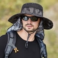 thumbnail image 3 of Polyester Hommes Chapeau de Seau Portable Respirant Pliable Mode Accessoire Poisson Alpinisme Coloré Élégant Réglable Coupe-Vent Randonnée Pêche Casquette Noir Gris, 3 of 9