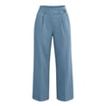 thumbnail image 4 of ZHYou No Boundarie Womens Dress Pants High Waist Single Button Pleated Wide Leg Office Work Trousers with Side Pockets,Gray,Size S, 4 of 7