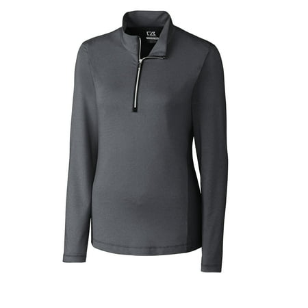 - cutter & buck women's cb drytec long sleeve madeline half zip mock, black, medium