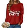 thumbnail image 6 of larppty Merry Sweatshirts for Women Christmas Crewneck Sweaters Letter Pullover Winter Tops Fashion Outfits (Red, XL), 6 of 6