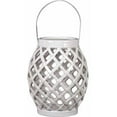 thumbnail image 1 of Bellied Round Lantern with Diagonal Cutout Design - White - Benzara, 1 of 2
