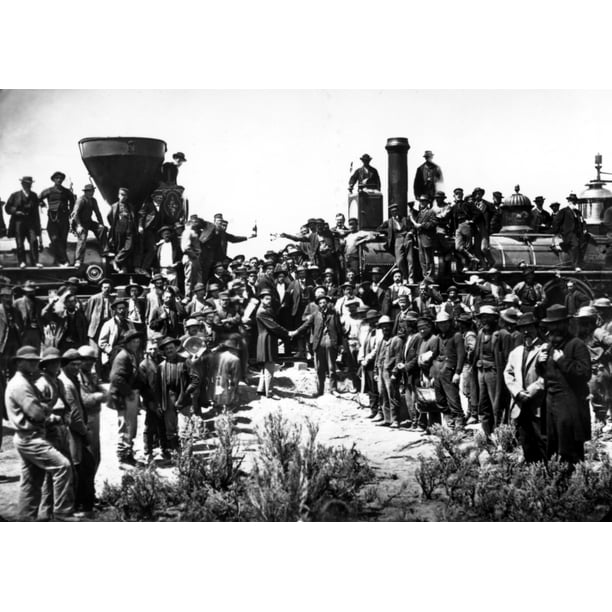 Central Pacific And Union Pacific Railroads Meet At Promontory Point