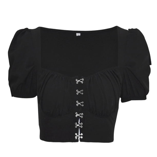 Blusa de manga corta con volantes y lazo en la espalda para mujer Zhivalor BST2000123-6