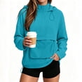thumbnail image 2 of Women's Half‑Zip Hooded Anorak Jacket, Oversized Pullover Windbreaker with Kangaroo Pocket & Drawstring Hem for Casual Travel Daily Wear Blue XL(XL), 2 of 9