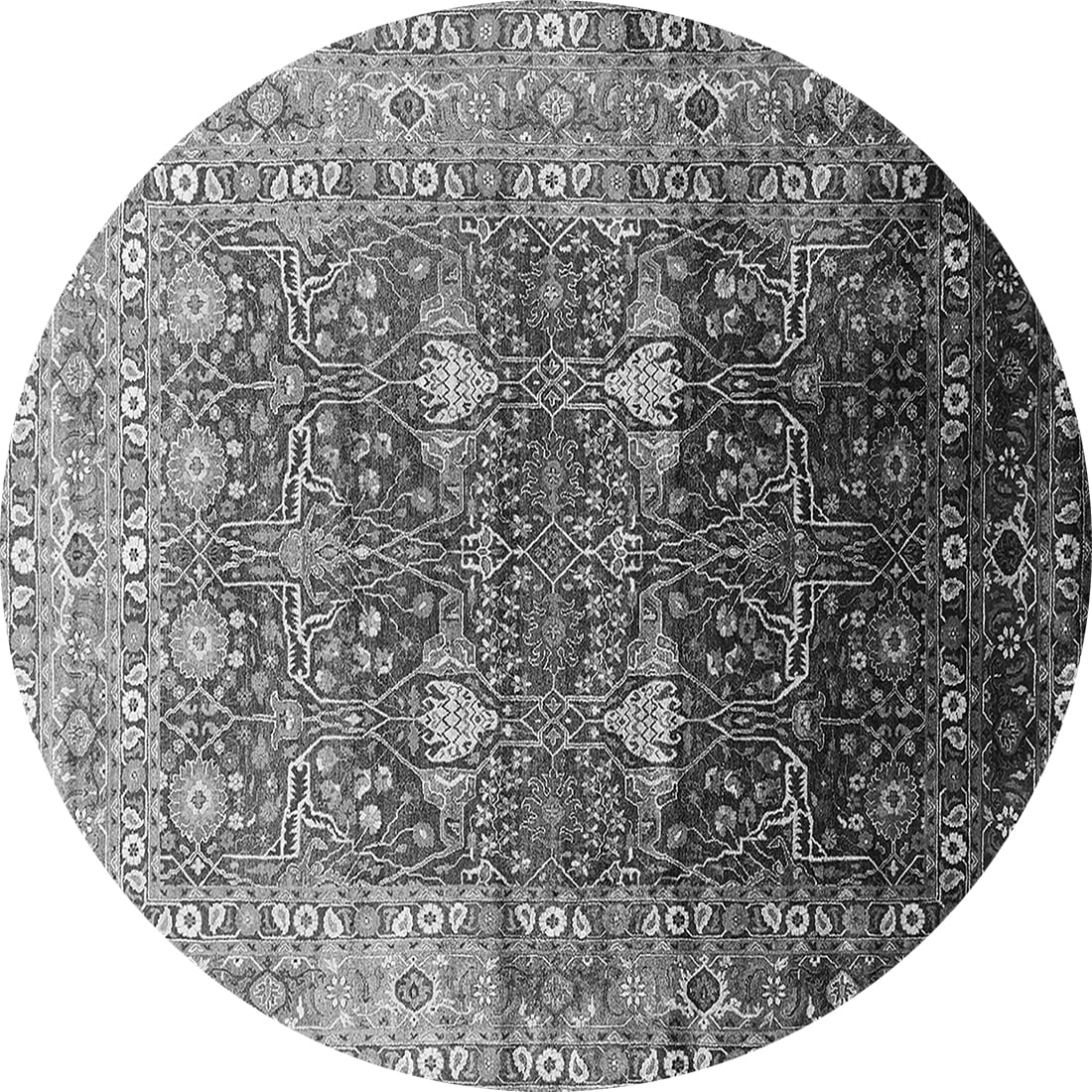 Ahgly Company Indoor Round Oriental Gray Industrial Area Rugs, 3' Round ...