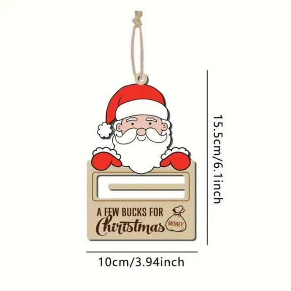 Secret Scope Christmas Money Holder - Wooden Santa Reindeer Snowman Clip Ornaments for Tree Decor and Cash Gifts  （2pc）