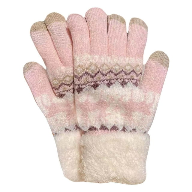Knitted Cold Proof Plush Thickened Christmas Gloves